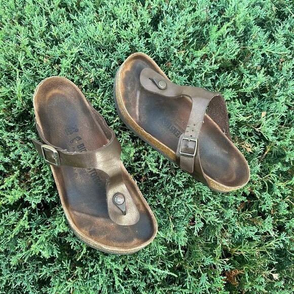 Birkenstock Gizeh Leather Thong Sandals Size 39 US M6 L8‎ Brown - Picture 4 of 14